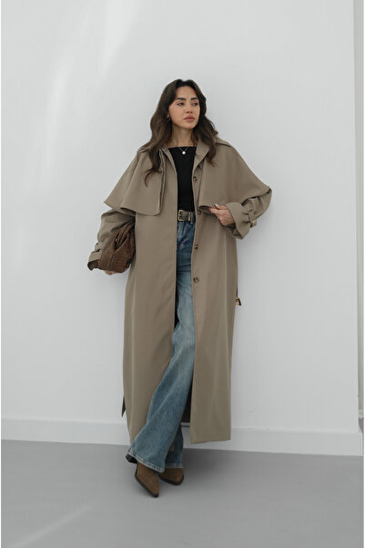 Havoş Beige Lori Cloak Detailed Trench Coat