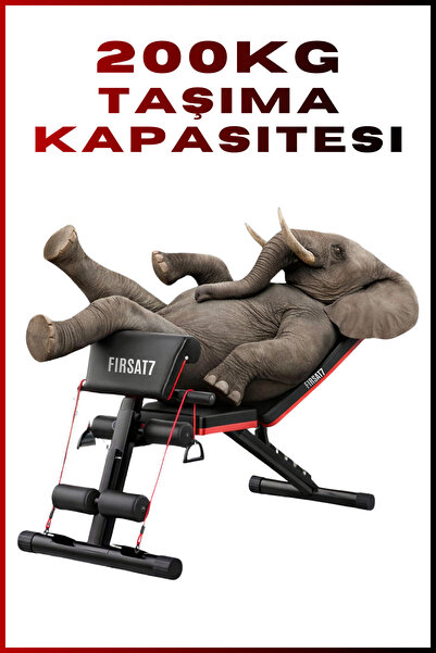 Fırsat7 Profesyonel Bench Press Katlanabilir Ayarlanabilir Sırt Açılı Mekik ve Ağırlık Egzersiz Spor Sehpası