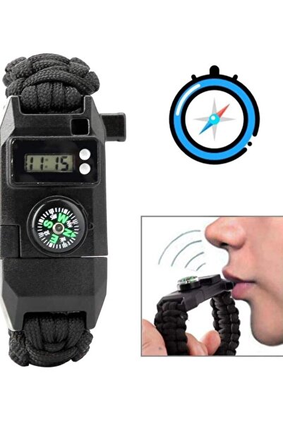 Tasco Dijital Saat Paracord Sağlam Paslanmaz Çelik Bıçaklı Bileklik