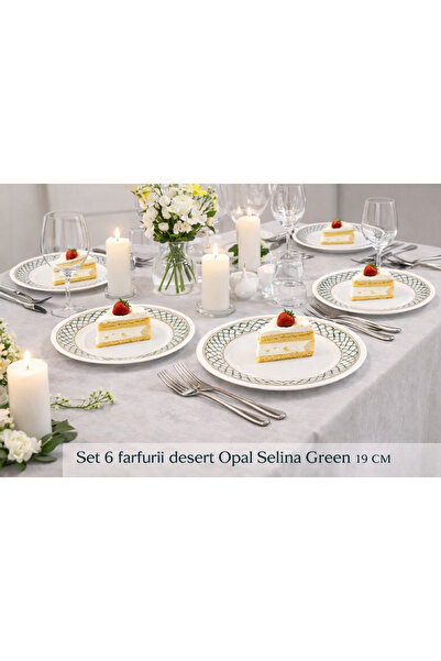 Selina SET OF 6 DESERT PLATES OPAL GREEN 19 CM