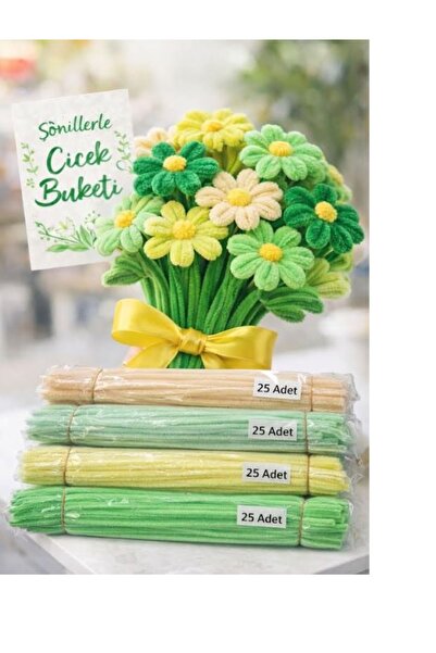 hobi market art 100 Adet 4'lü Şönil Seti PASTEL RENKLER Çiçek Yapımına Uygun ...