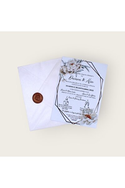 Fabricacucadouri.ro Pachet 50 Invitație Nuntă Elegantă cu Plic Alb Sidefat, S...