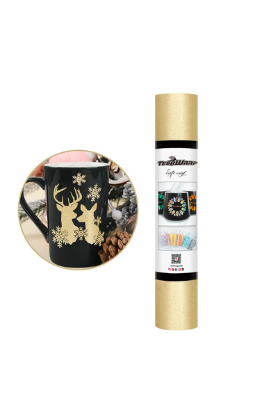 Teckwrap Craft Glitter Premium Vinil-Champagne Gold- 1 Rulo 30.48cm X 152.4cm