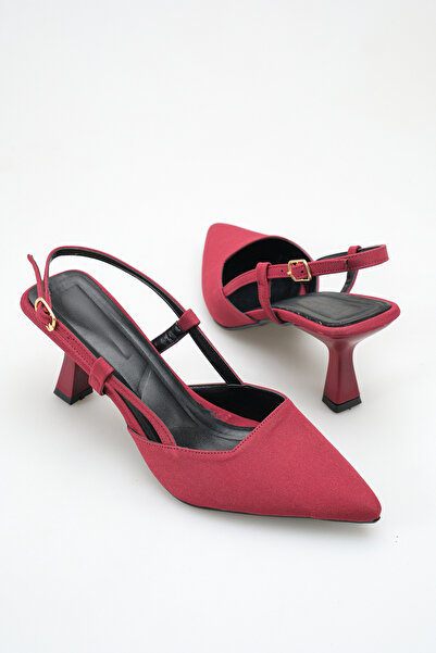 VELLA BAG Women's Burgundy Pointed Toe Open Back Heeled Shoes