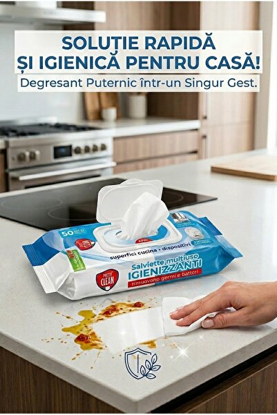 Pretty Șervețele Umede Universale Igienizante Clean, Acțiune Degresantă, 50 M...