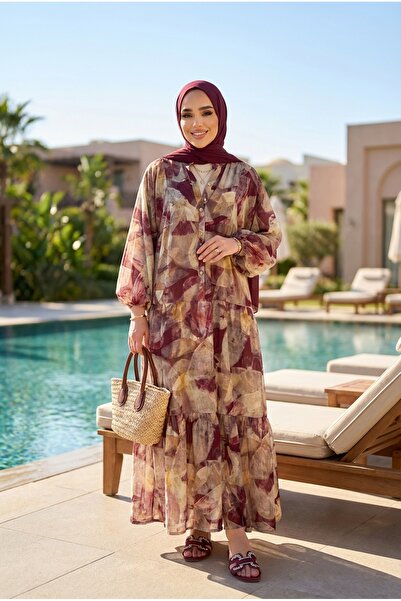 Kirazca Butik فستان نسائي محتشم بتصميم متعدد الطبقات