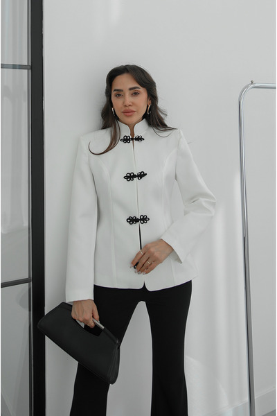 Havoş Jachetă albă din satin Napoleon