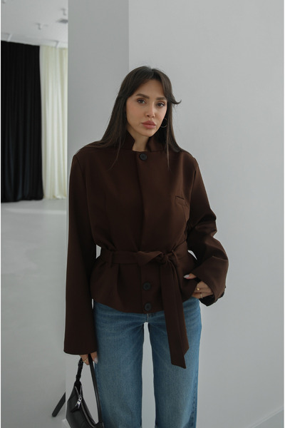 Havoş Коричнева куртка з мароновими зав'язками