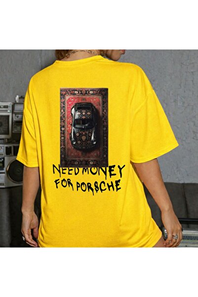 Elvino Colorful Oversized Unisex Need Money for Car Printed Summer Tshirt