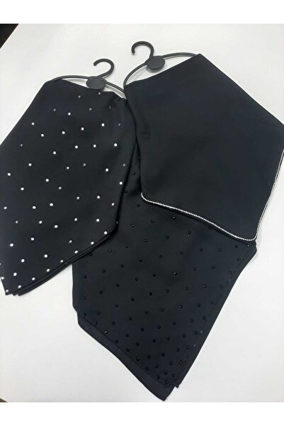 AGH Değerli Hediyeler Set de 3 eșarfe Swarovski + negru + eșarfă cu model acv...