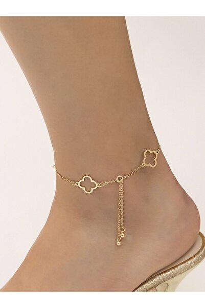 VEYA An elegant anklet with a hollow design in the shape of a four-leaf leaf,...