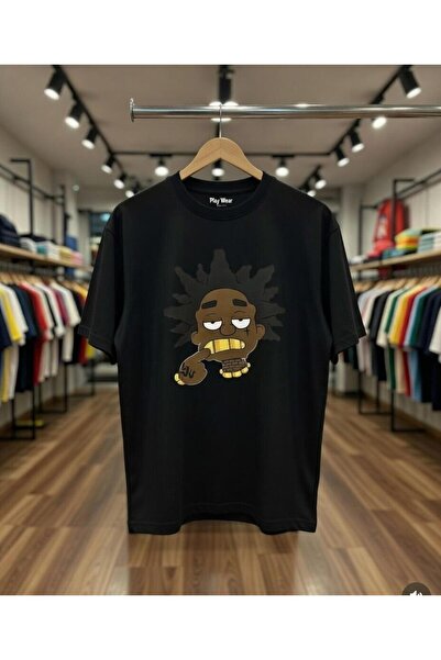 playwear Saçları Dik Figür Printed 100% Cotton Regular Fit Crew Neck T-Shirt