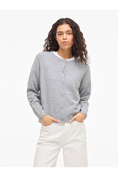 VILA Strickjacke VILIGA Rundhals