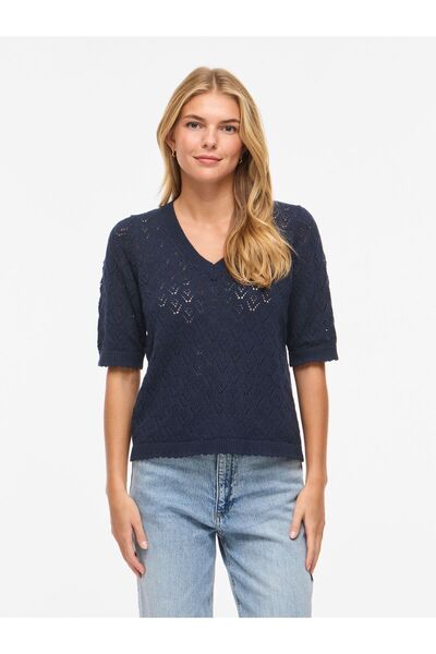 VILA Strickoberteil VISAVA Kurzärmeliges