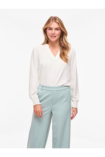 VILA Oberteil mit langen Ärmeln VILOVIE V-Ausschnitt