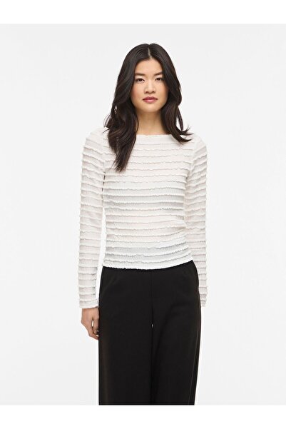 VILA Oberteil mit langen Ärmeln VILISABETH U-Boot-Ausschnitt