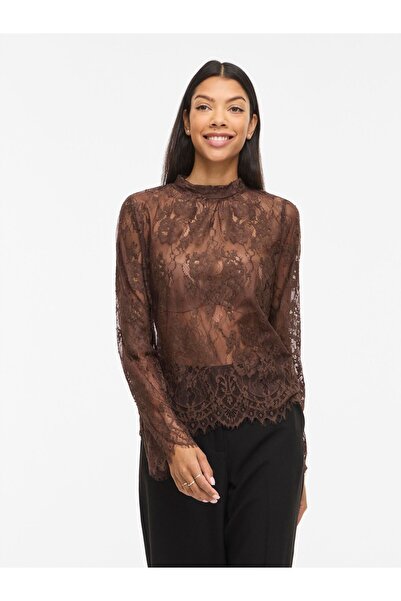 VILA Oberteil mit langen Ärmeln VICARRIE Spitzen