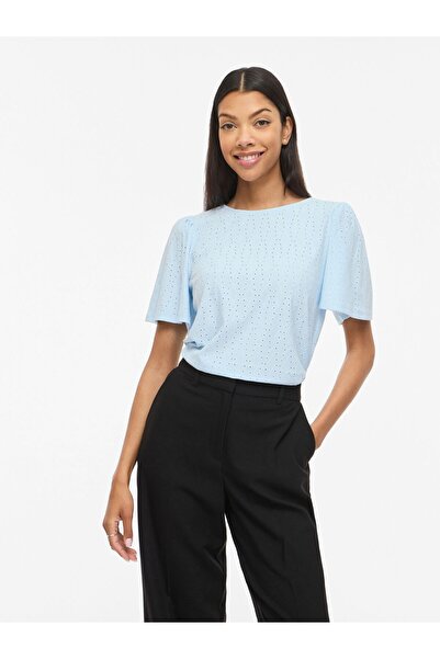 VILA Oberteil mit kurzen Ärmeln VIBELLI Rundhals