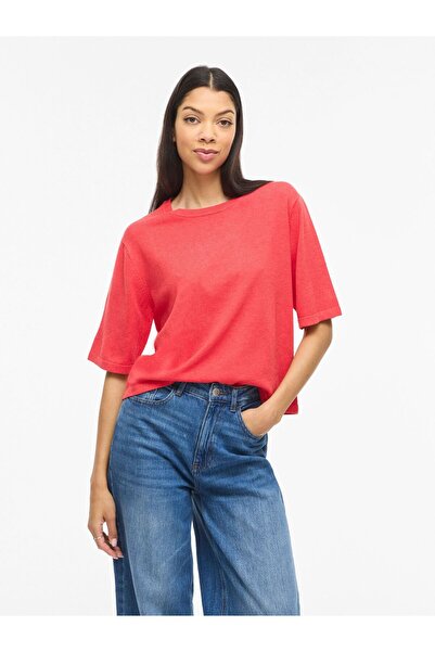 VILA Strickoberteil VIMALU Kurzärmeliges