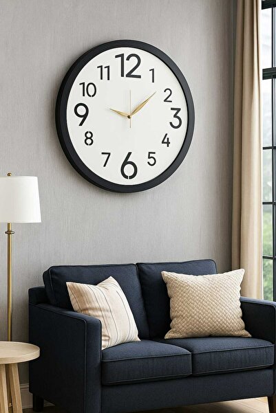 EYKA STORE Ev Hediyesi Modern Tasarım Dekoratif Ahşap Duvar Saati Büyük Düz R...