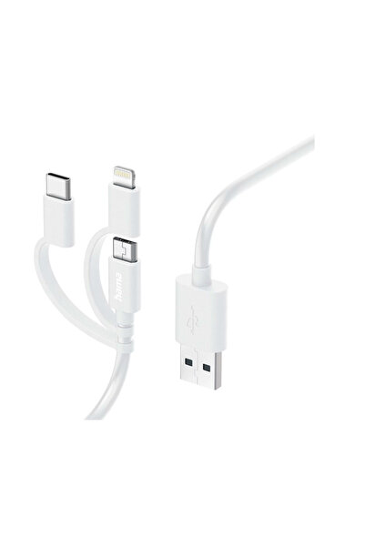 Hama Cablu date 201535, 3-in-1, Micro-USB/USB-C/Lightning, 1.0 m (Alb)