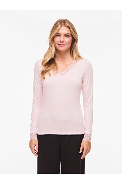 VILA Oberteil mit langen Ärmeln VICLURA V-Ausschnitt