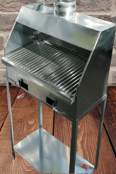 Empressco Davlumbazlı Sehpalı Kömürlü Mangal 60x32 cm Krom Çelik Izgaralı