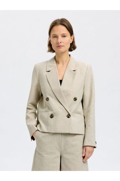 SELECTED Blazer aus Leinengemisch Cropped