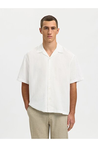 SELECTED Kurzarmhemd Leinenmix