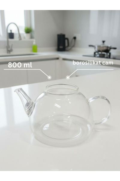 Milea Düz Borosilikat Isıya Dayanıklı Cam Üst Demlik Kapaksız 800 ml 1 Adet