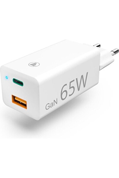 Hama Incarcator GaN Charger, USB-C PD + USB A, 65W (Alb)