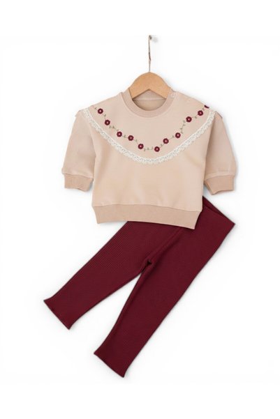 VEGAMOD Eid Seasonal Baby Girl's Set with Tights, Rose Embroidered Dant, Lace Pieces, Tulle, Tulle 9-12-18-24 Months Set