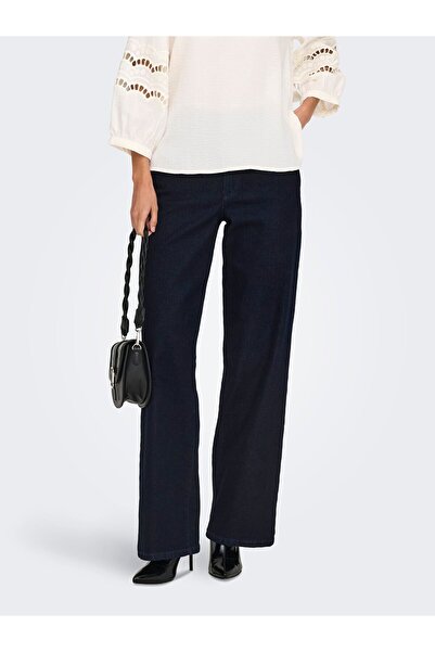 JDY Jeans mit weitem Bein JDYGEGS Hohe Taille Weite Passform - kurz geschnitt...