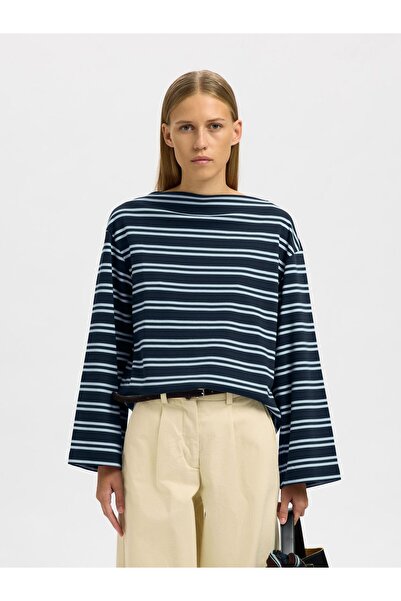 SELECTED Oberteil mit langen Ärmeln U-Boot-Ausschnitt