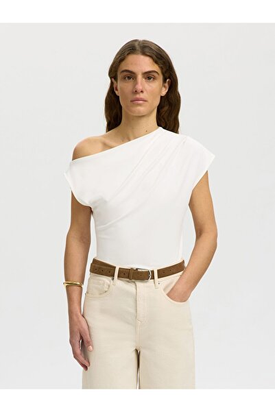 SELECTED Oberteil mit kurzen Ärmeln Asymmetrisches