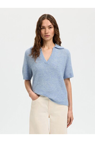 SELECTED Polohemd aus Strick Wollmix