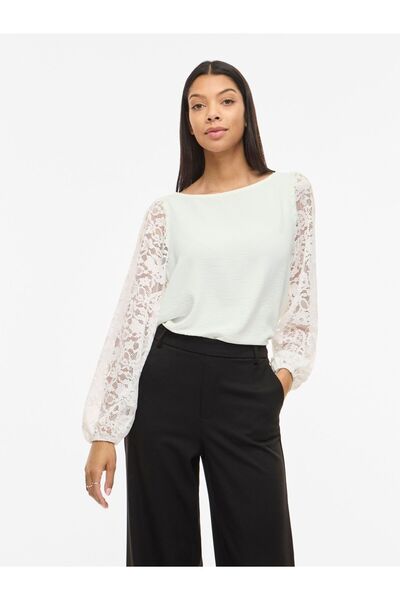 VILA Oberteil mit langen Ärmeln VIJOSA Spitzen