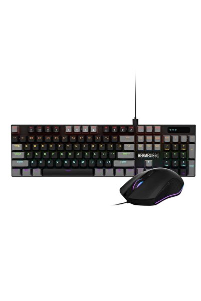 gamdias E6 Elite keyboard and mouse kit, Wired, USB, RGB lighting (Black/Grey)