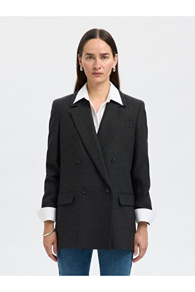 SELECTED Zweireihiger Blazer Wollmix