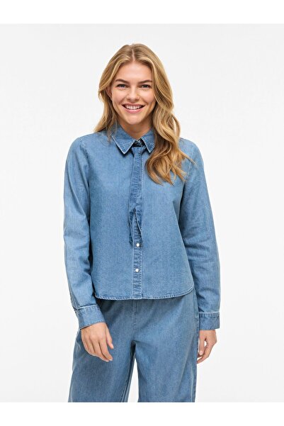 VILA Jeanshemd VIGONGA Schleifen-Detail