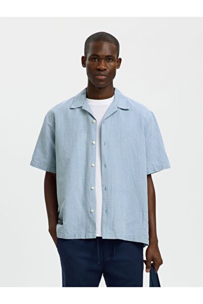 SELECTED Kurzarmhemd Leinenmix