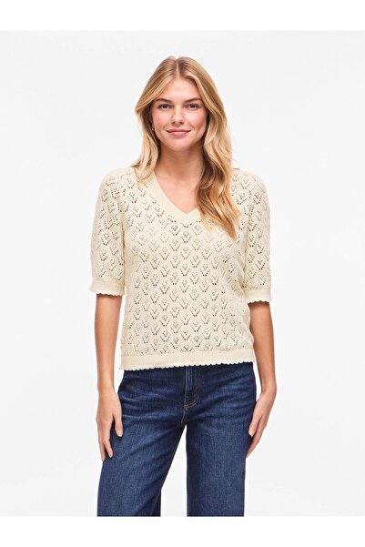 VILA Strickoberteil VISAVA Kurzärmeliges