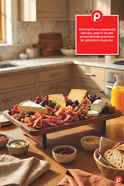 Pazarika Akasya Ayaklı Dikdörtgen Sunum Tahtası - Sunumluk - Lüks Kesim Panosu