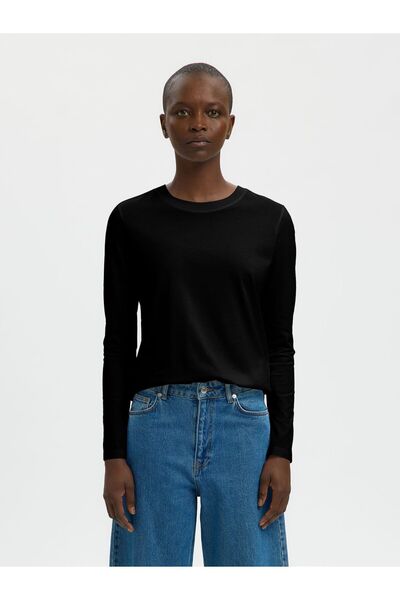 SELECTED Langarmshirt Baumwoll