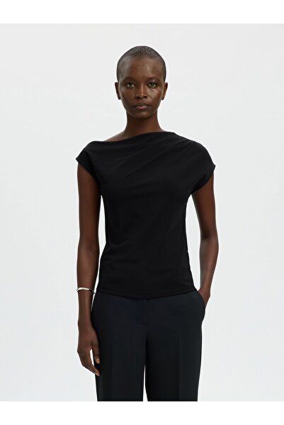 SELECTED Oberteil mit kurzen Ärmeln Asymmetrisches