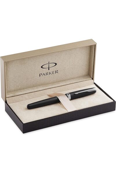 Parker Sonnet Matte Black Rollerball Pen with Chrome Trim - Gift Box