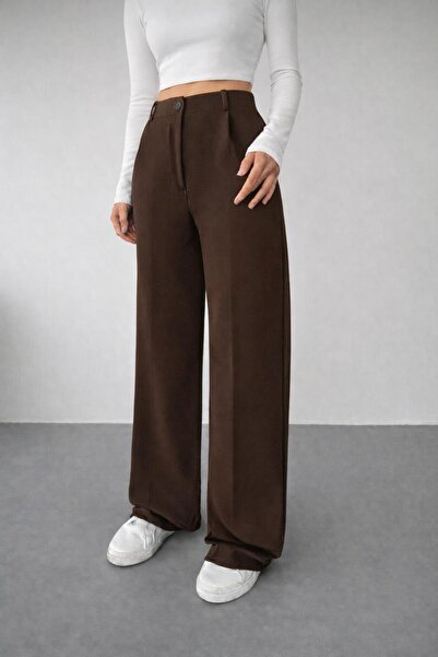 glanour Γυναικείο μαύρο Lycra Palazzo Φαρδύ παντελόνι στο πόδι