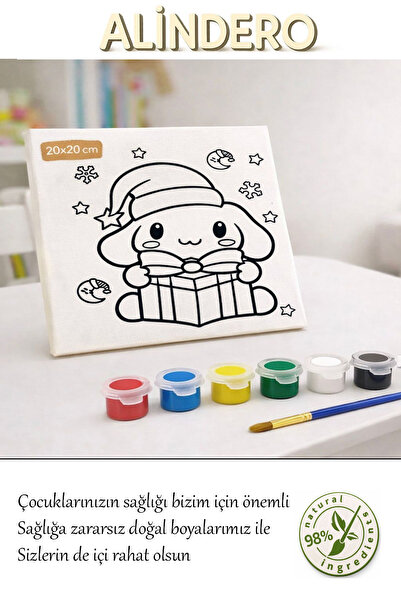 Alindero Çocuk boyama tuval seti CİNNAMOROLL 6 lı akrilik boya + fırça + hazı...