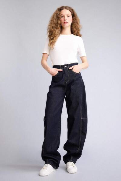 DeFacto Pantaloni lungi din denim Baggy Fit talie înaltă H1730AX26SP