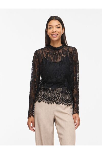 VILA Oberteil mit langen Ärmeln VICARRIE Spitzen